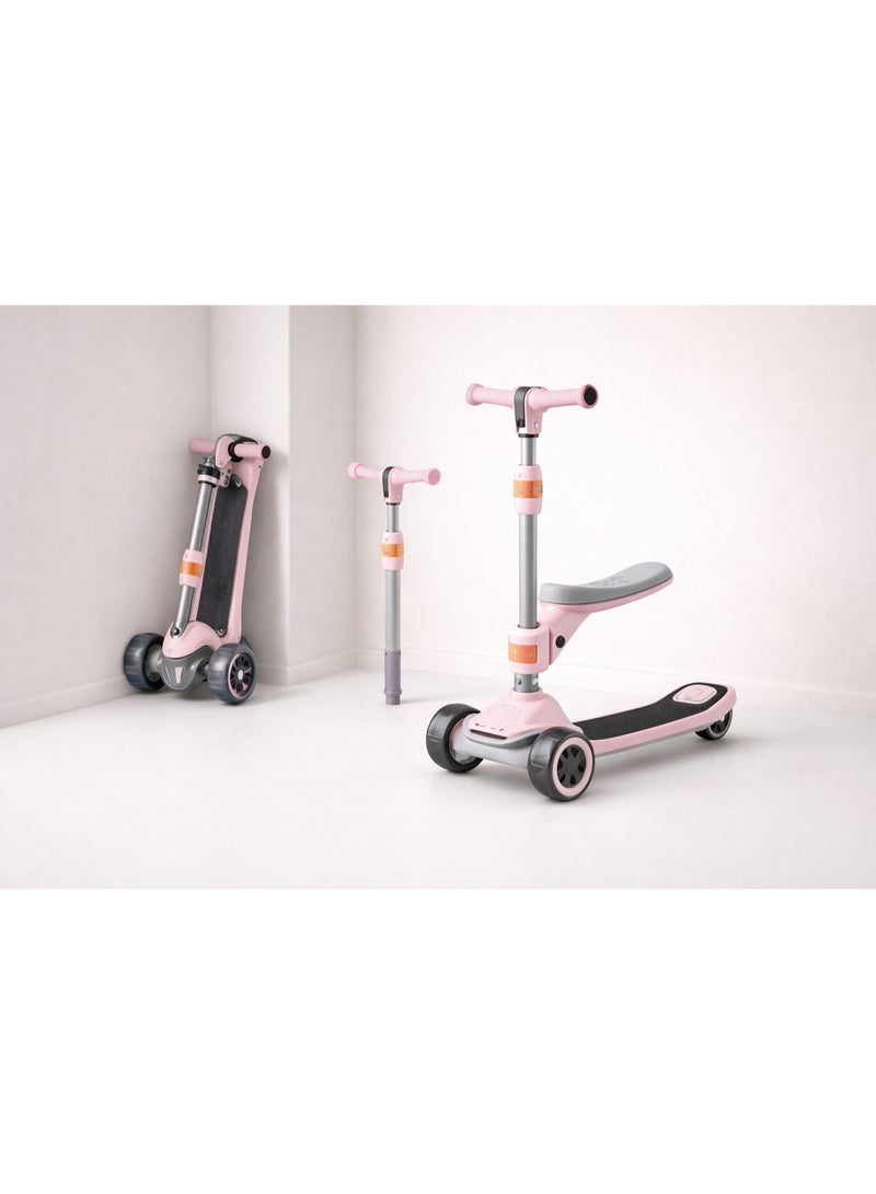 3-In-1 Kids Scooter with Removable Seat, Adjustable Height 69-91CM, Foldable 3 Wheel Design, Supports Up To 80KG, Lightweight & Stable Outdoor Ride - Image 2